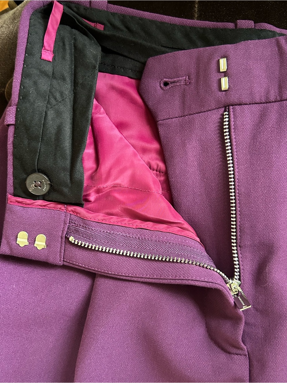 NWOT Babaton Pleated Wide Leg High Waist Pants Deep Purple Effortless look alike - Picture 5 of 10